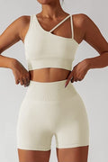 Conjunto Deportivo Short Asimétrico Blanco