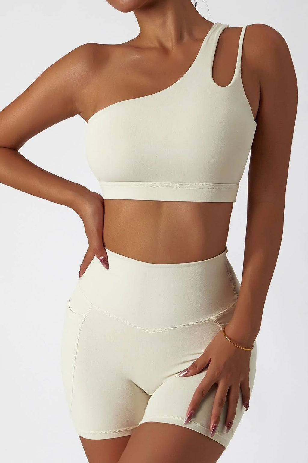 Conjunto Deportivo Short Asimétrico Blanco